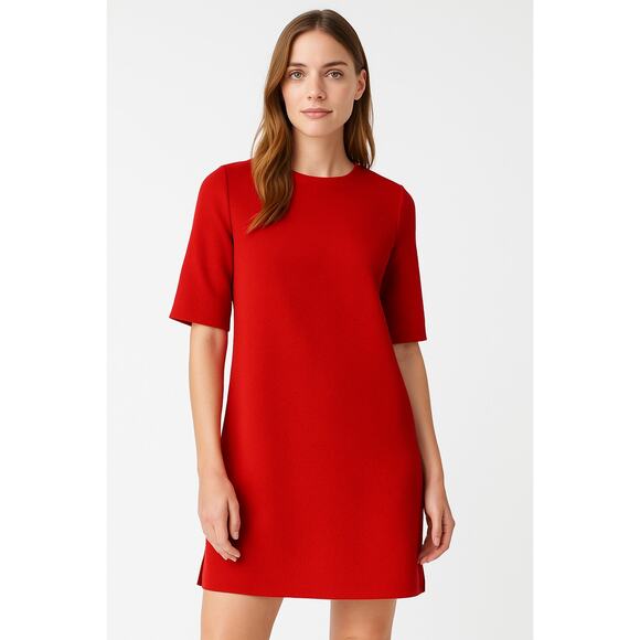 Mango Women's Red Textured Short Sleeve Relaxed Fit Mini Dress Size M - Picture 1 of 10
